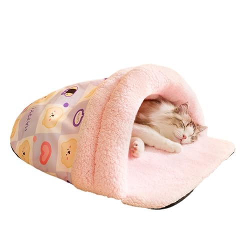 Katzenschlafsack für Indoor-Katzen | Faltbares Haustiernest in Hausschuh-Form | Kätzchen-Kuscheltier verdicktes Höhlenhaus Winter Welpe Burrow Pad für Indoor Katzen Hunde Welpen von Shenrongtong