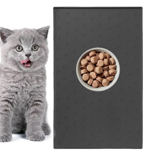 Katzenwassermatte, Katzenfuttermatte - Silikon-Futtermatte für Katzen - High-Lips Hunde-Tischset, Hundekäfig-Tablett, Silikon-Hundekäfigmatte mit hohen Kanten für Hunde und Katzen von Shenrongtong