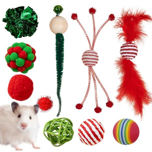 Kitty Toys, Weihnachts-Katzenspielzeug für gelangweilte Katzen – Weihnachts-Katzenball für Indoor-Katzen, interaktives Katzenspielzeug für Katzen, Kätzchen, Kaninchen, drinnen und draußen von Shenrongtong