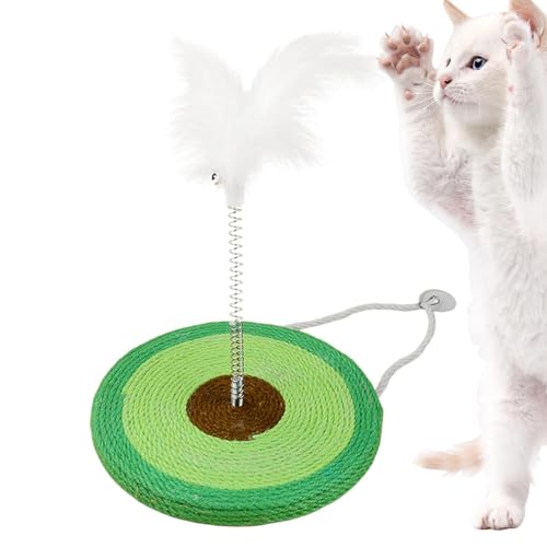 Kratzmatte für Katzen, Sisal-Kratzbäume mit interaktivem Spielzeug, interaktives Katzen-Federspielzeug für Katzen, Kätzchen, Spaß beim Trainieren von Shenrongtong