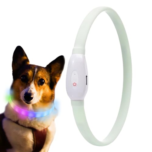 Leuchtendes Hundehalsband | Wiederaufladbare leuchtende USB-Halskette für Hunde,Haustiersicherheit, wasserdicht, 9 Blinkmodi, weiches Silikon-Blitz-Hundelicht für kleine, mittelgroße und von Shenrongtong