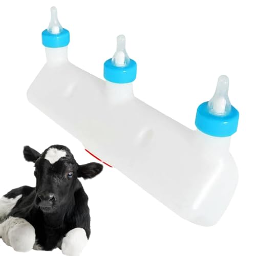 Shenrongtong 3 Schnuller-Tiermilchfütterer, Lampenmilchfütterer | Milchkautschuk-Futterspender mit 3 Schnullern | Multifunktionaler Nippelfutterautomat für Rinder, Lämmer, Ziegen, Welpen und andere von Shenrongtong