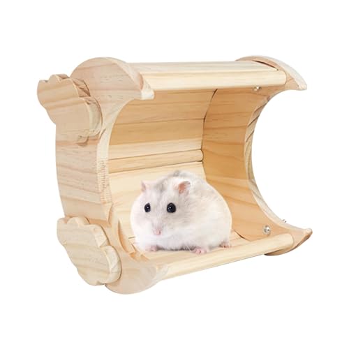 Hamsterhaus aus Holz – Mondförmige Chinchilla-Hütte – Hamster-Habitat aus Holz für Kleintiere Hamster Chinchillas Hasen Igel von Shenrongtong