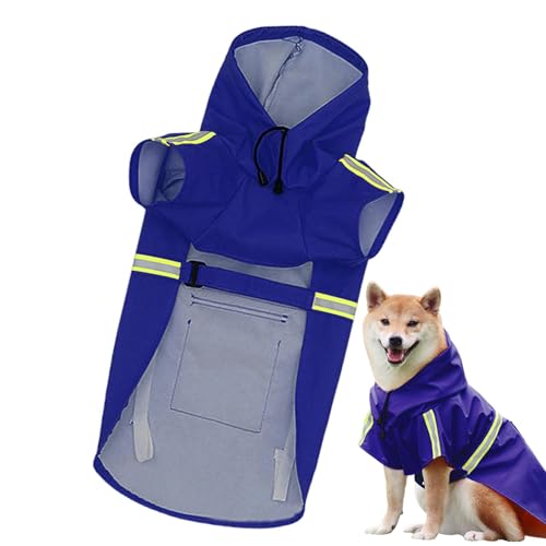 Hunde-Poncho-Regenmantel, leicht zu transportierende Haustier-Regenjacke – verstellbarer Haustiermantel mit Kapuze, atmungsaktiver reflektierender Streifenponcho für verbesserte von Shenrongtong