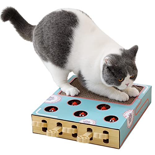 Kratzbrett für Katzen – Whack-a-Mole Katzenspielzeug mit Kratzbrett, interaktives 3-in-1-Spielzeug für Katzen lindert Langeweile, verbraucht überschüssige Energie und trainiert Cipliko von Shenrongtong