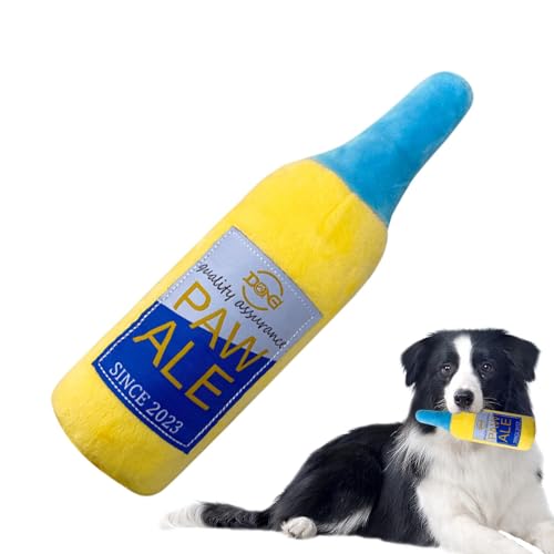 Shenrongtong Plüsch Flasche Hundespielzeug, Hundemande -Spielzeugflasche - Plüsch Bierflasche kauen Spielzeug,Hundequietschers Welpe Zahnen, interaktive Spiele Haustiervorräte für kleine mittelgroßen von Shenrongtong