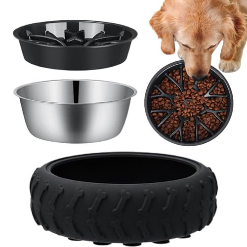Slow Feeder für Hunde, Reifenform, Blähungsstopp-Labyrinth-Hundeschüssel, langsames Fressen für große Rassen, rutschfester Hunde-Futterspender mit Saugnäpfen von Shenrongtong