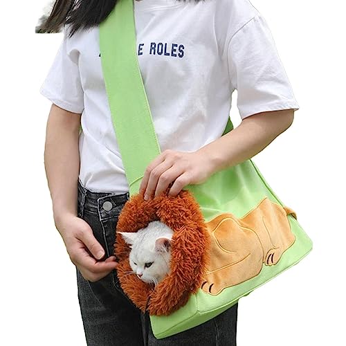 Tragbare Katzentrage-Reisetasche - Cartoon Löwe Tragbare Reisetasche Tragetasche,Faltbare Hundetasche aus Segeltuch für Ausflüge, Hunde, Katzen, Haustierbesitzer Shenrongtong von Shenrongtong