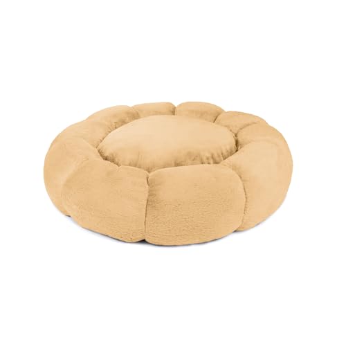 Sherry Kline Pets "Daisy Round" Beruhigendes Bett in Donut-Form für Hunde und Katzen, aus weichem Kunstfell, erhältlich in 4 Größen, maschinenwaschbar von Sherry Kline