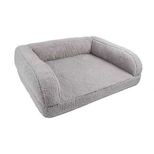 Sherry Kline Sherpa Couch Style Hundebett, 3-seitig, groß, 66 x 91,4 x 22,9 cm, Grau von Sherry Kline