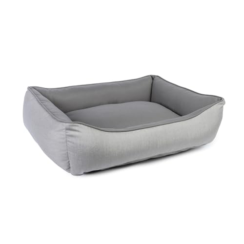 Sherry Kline Sunbrella wendbares doppelseitiges Kuschel-Hundebett mit Stoßstange, 50,8 x 66 x 20,3 cm, klein, Hellgrau/Dunkelgrau von Sherry Kline