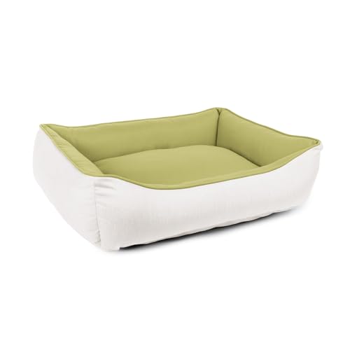 Sherry Kline Sunbrella wendbares doppelseitiges Kuschel-Hundebett mit Stoßstange, 50,8 x 66 x 20,3 cm, klein, Kiwi/Eierschale von Sherry Kline