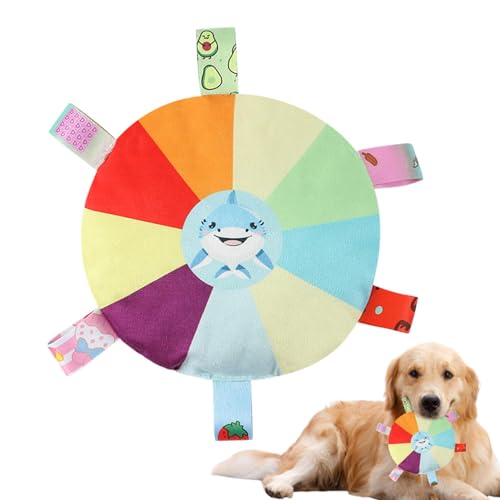 Shichangda Plüsch-Quietschspielzeug für Hunde, Kauspielzeug für Welpen zum Zahnen,Zahnreinigungsspielzeug für Hunde | Quietschendes Kauspielzeug für Hunde, scheibenförmiges Plüsch-Hundespielzeug für von Shichangda