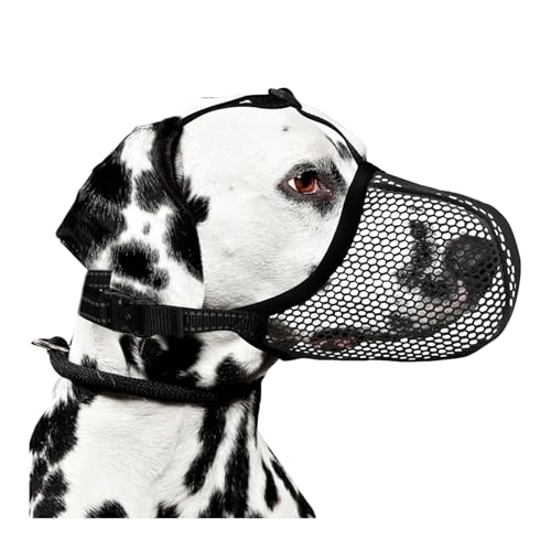 Shienfir Extra großer Hundemaulkorb, verstellbare Leine, atmungsaktives Netzgewebe gegen Bellen, Kauen, Beißen, reflektierendes Nylon-Design Schwarz M von Shienfir