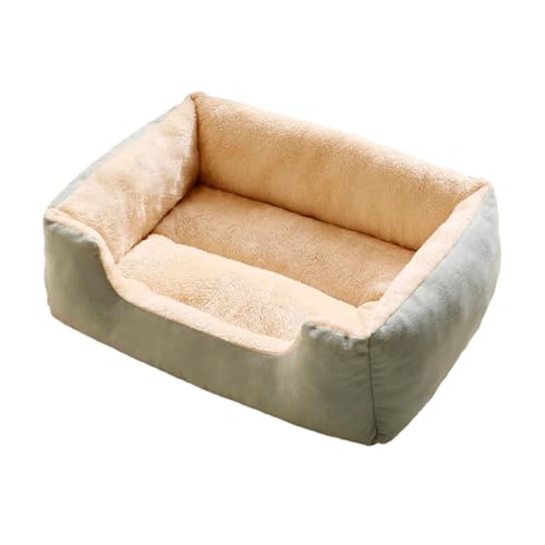 Shienfir Großes menschliches Hundebett, Sofa mit Armlehne, Plüsch-Haustiernest, orthopädisch, für kleine bis mittelgroße Hunde, weiche Katzencouch, waschbar, Katze/Welpe Grün L von Shienfir