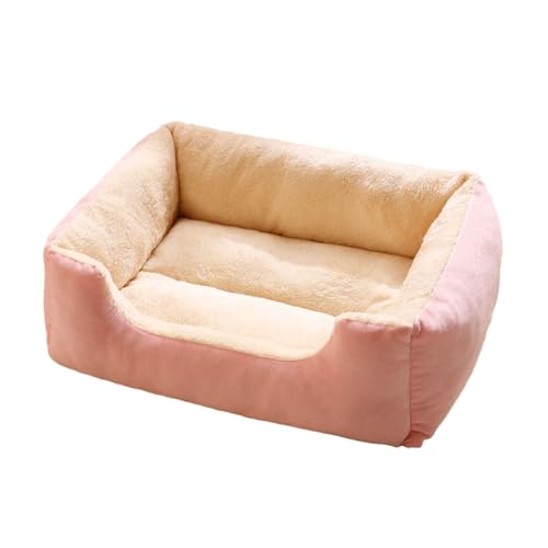 Shienfir Großes menschliches Hundebett, Sofa mit Armlehne, Plüsch-Haustiernest, orthopädisch, für kleine bis mittelgroße Hunde, weiche Katzencouch, waschbar, Katze/Welpe Rosa M von Shienfir