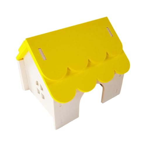 Shienfir Hamsterspielzeug, Unterschlupf, Hütte, Spielhaus, Spielzeug, poröses Design, belüftet, sicherer Nistplatz für kleine Haustiere, ideal für Hamster, goldene Bären Gelb von Shienfir