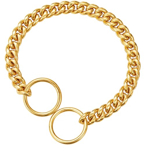 Shienfir Haustier Halsband Einfach zu Tragen Haustier Zubehör Edelstahl Haustier Halskette Modisch Langlebig Halsband für Haustiere Golden XL von Shienfir