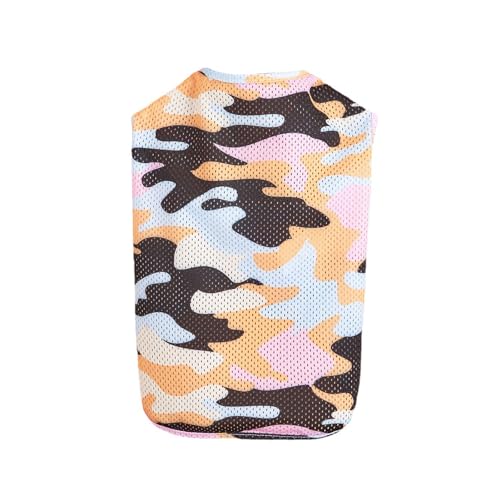 Shienfir Haustierkleidung, Bequeme Haustierweste, Haustierweste, Rundhalsausschnitt, ärmellos, Camouflage-Haustierhemd, weich, bequem, atmungsaktiv, Hundeweste, Heimtierbedarf Gelb 2XL von Shienfir