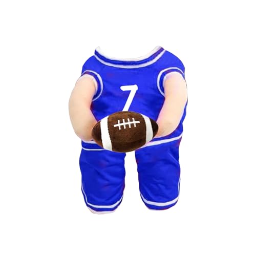 Shienfir Hund Halloween Kostüm Rugby Ball Basketball mit Haustier Sportler Cosplay Outfit Dress Up Sport Kleidung Halten Blau L von Shienfir