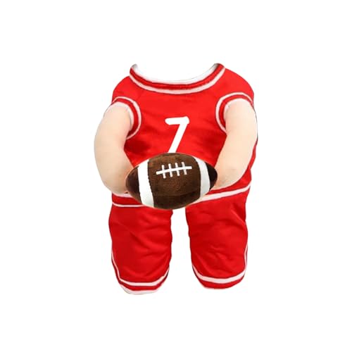 Shienfir Hund Halloween Kostüm Rugby Ball Basketball mit Haustier Sportler Cosplay Outfit Dress Up Sport Kleidung Halten Rot L von Shienfir