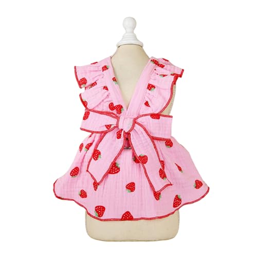 Shienfir Hundekleid mit Schleifenakzenten, Haustierrock, Erdbeermuster, Sommer, süße Schleife, Dekor, Prinzessinnenbekleidung, Traktionsring, atmungsaktive Welpenkleidung für kleine Hunde Rosa Xs Shienfir Hundekleid mit Schleifenakzenten, Haustierrock, Erdbeermuster, Sommer, süße Schleife, Dekor, Prinzessinnenbekleidung, Traktionsring, atmungsaktive Welpenkleidung für kleine Hunde Rosa Xs von Shienfir