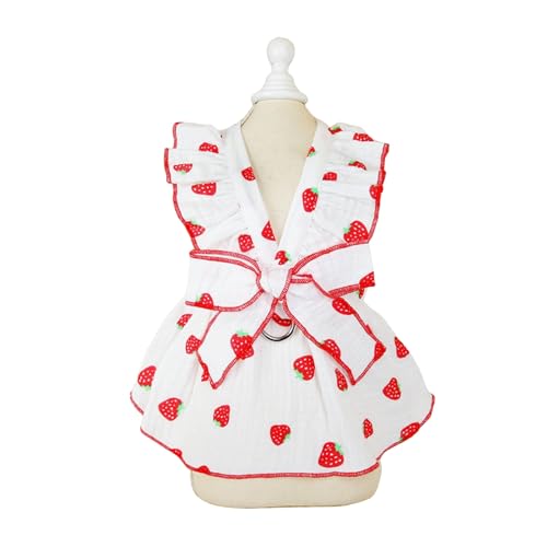 Shienfir Hundekleid mit Schleifenakzenten, Haustierrock, Erdbeermuster, Sommer, süße Schleife, Dekor, Prinzessinnenbekleidung, Traktionsring, atmungsaktive Welpenkleidung für kleine Hunde Weiß S Shienfir Hundekleid mit Schleifenakzenten, Haustierrock, Erdbeermuster, Sommer, süße Schleife, Dekor, Prinzessinnenbekleidung, Traktionsring, atmungsaktive Welpenkleidung für kleine Hunde Weiß S von Shienfir
