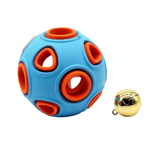 Shienfir Klingender Ball, Haustierspielzeug für Hunde, widerstandsfähiger Hund, Kaugummibälle mit Glockenton, interaktives Kauspielzeug, kleine mittelgroße Zahnreinigung, leuchtende Anemone Blau C von Shienfir