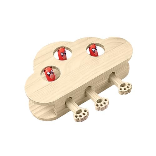 Shienfir Langlebiges Katzenspielzeug aus Holz, multifunktionales Katzenspielzeug, Whack-a-Mole-Katzenspielzeug, interaktives, wolkenförmiges Spielkratzer aus Holz für den Innenbereich B von Shienfir