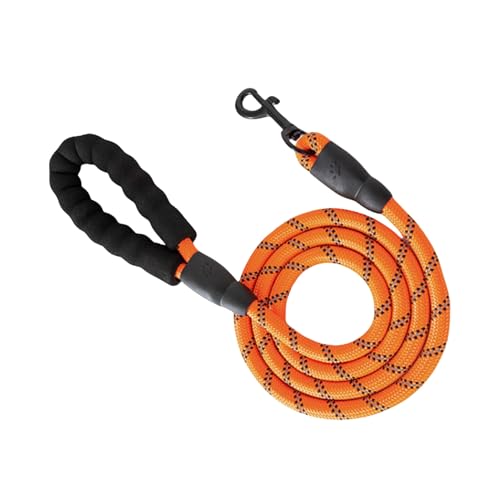 Shienfir Leichte Trainingsleine für Hunde, verhedderungsfreie Hundeleine, Starke Hundeleine mit weich gepolstertem Griff, reflektierendes Nylon-Traktionsseil für Haustiere Orange 150 - mm von Shienfir