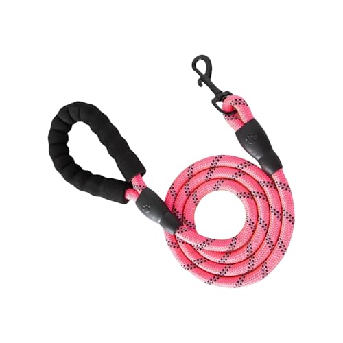 Shienfir Leichte Trainingsleine für Hunde, verhedderungsfreie Hundeleine, Starke Hundeleine mit weich gepolstertem Griff, reflektierendes Nylon-Traktionsseil für Haustiere Rosa 150 - mm von Shienfir