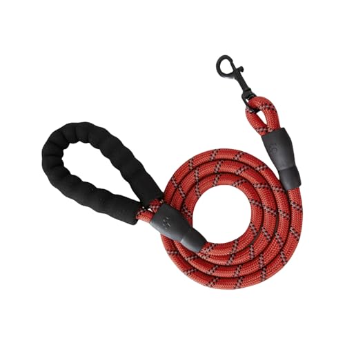 Shienfir Leichte Trainingsleine für Hunde, verhedderungsfreie Hundeleine, Starke Hundeleine mit weich gepolstertem Griff, reflektierendes Nylon-Traktionsseil für Haustiere Rot 150 - mm von Shienfir