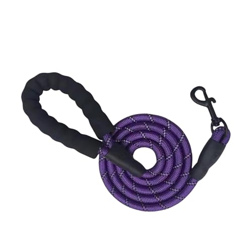 Shienfir Leichte Trainingsleine für Hunde, verhedderungsfreie Hundeleine, Starke Hundeleine mit weich gepolstertem Griff, reflektierendes Nylon-Traktionsseil für Haustiere Violett 150 - mm von Shienfir