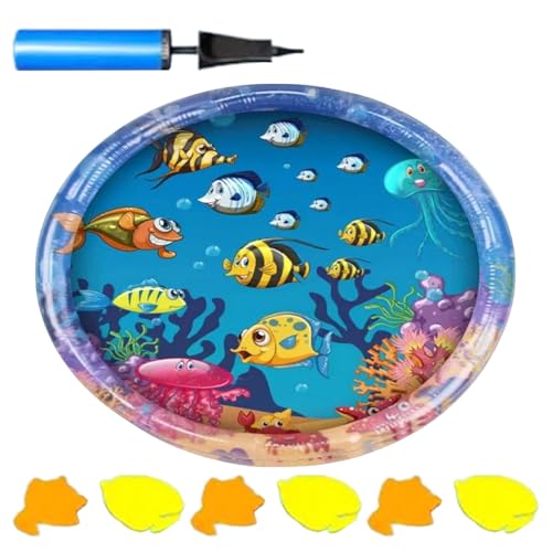 Shienfir PVC-Wasserspielmatte für Haustiere, interaktives Fisch-Design, Katzen-Wassermatte, Katzen-Wassersensor-Spielmatte, interaktives Katzenspielzeug, Wasser-Sensor-Pad mit simuliertem Fisch E von Shienfir