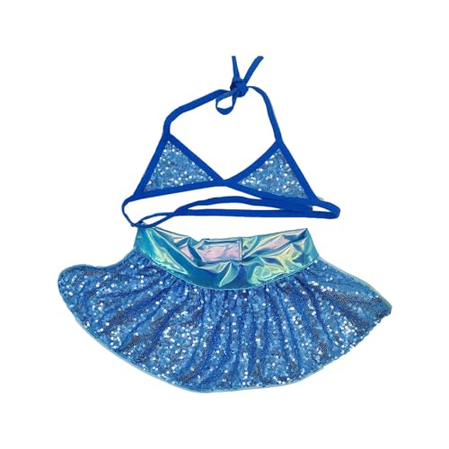 Shienfir Pailletten-Haustier-Badeanzug, Coole Sommer-Hundekleidung, Bikini, verzierter Katzen-Badeanzug für atmungsaktives, schnürbares Strand-Dressing-Outfit, einfach zu tragen Himmelblau L von Shienfir