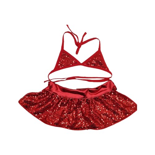 Shienfir Pailletten-Haustier-Badeanzug, Coole Sommer-Hundekleidung, Bikini, verzierter Katzen-Badeanzug für atmungsaktives, schnürbares Strand-Dressing-Outfit, einfach zu tragen Rot M von Shienfir