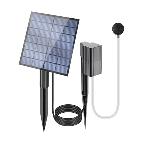 Shienfir Solarpanel-Sauerstoffpumpe, tragbarer Solarbelüfter, Solar-Teich-Oxygenator, Aquarium-Sauerstoffbelüfter, 2,5 W Schwarz von Shienfir