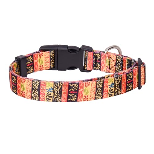 Shienfir Verschleißfestes Hundehalsband, verstellbare Schnalle, Haustier mit D-Ring für Hunde, Katzen, reißfestes Blumenmuster-Halsband im Freien ich M von Shienfir