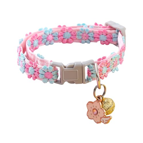 Shienfir Verstellbares Haustierhalsband, weich, bequem, Blumenmuster, Katze mit Anhänger, Glocke, leicht, modisches Kätzchen-Accessoire für den täglichen Gebrauch Engel von Shienfir