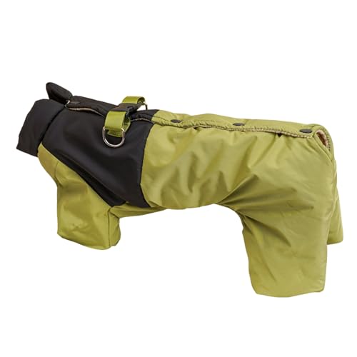 Shienfir Wintermantel für Hunde, farbblockierendes Design, hautfreundlich, warme Thermojacke für kleine Hunde, Einteiler-Kleidung für kaltes Wetter, Outdoor-Reisen Armeegrün 2XL von Shienfir