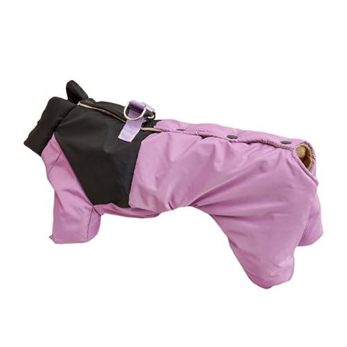 Shienfir Wintermantel für Hunde, farbblockierendes Design, hautfreundlich, warme Thermojacke für kleine Hunde, Einteiler-Kleidung für kaltes Wetter, Outdoor-Reisen Violett M von Shienfir