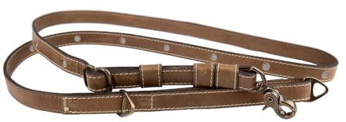 Shiner Pet Verstellbare reflektierende Hundeleine aus Leder, handgefertigt aus Vollnarbenleder und massiven Messingbeschlägen (Stein, lang (1,2–1,8 m)) von Shiner Pet