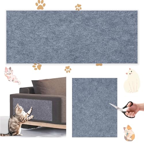 Shinybox Selbstklebend Kratzmatte Katze, 30 x 100cm Kratzteppich Katze Wand, DIY Trimmbarer Kratzteppich Katzen, Katzen Kratzwand, Katzenkratzspielzeug, Protect Your Furniture from Claws(Hellgrau) von Shinybox