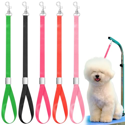 Shinylin 5 Stück Haustierpflegeschlaufen Nylon Haustier Baden Haltegurte Fesseln Schlinge Hund Fellpflege Schlaufe Verstellbar Feste Hund Katze Sicherheitsseil für Groomer Pet Grooming Tisch von Shinylin