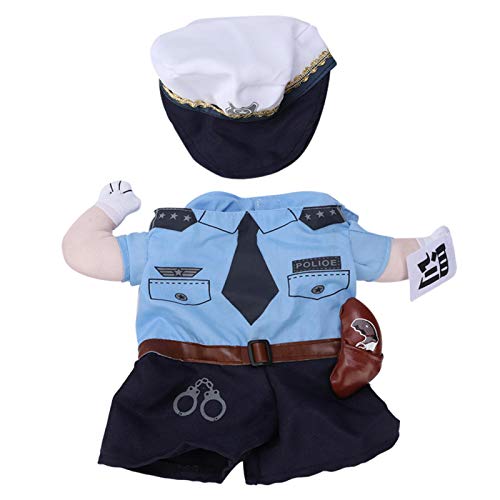 Polyester Nettes Haustier Halloween Kleidung Strafe Polizei Aufrechte Kostüm Dress Up Halloween Polizei Hund Haustier Kostüm Lustige Hund Katze Jeans Uniform Haustier Kleidung Kostüm Kleid(M) von Shipenophy