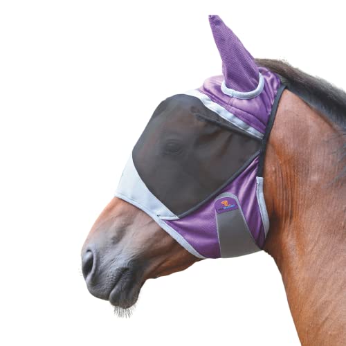 Shires Deluxe Pferde/Pony Fliegenmaske mit Ohren UV-Schutz (kleines Pony, lila) von Shires