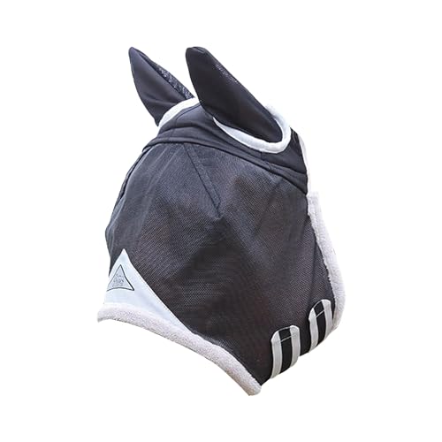 Shires Field Durable with Ears Fly Mask Full Size Black Orange von Shires