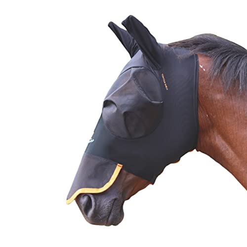 Shires Maske gegen Mücken, für Pferde mit Nase, Leuchtendes Schwarz, Cob von Shires