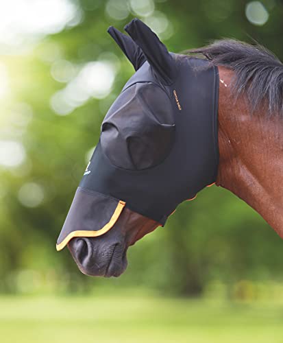 Shires Stretch Pferde/Pony Fliegenmaske UV-Schutz mit Ohren & Nase (X.Full, Jet) von Shires