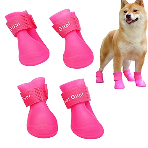 Shitafe Regenstiefel für Hunde - 4 Stück Rutschfester Fußschutz für Welpen,Modische,niedliche, wasserdichte Haustierstiefel, Welpen-Wanderschuhe während der regnerischen, verschneiten, kalten Tage von Shitafe